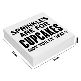 Funny Bathroom Decor Wood Sign - Sprinkles for Cupcakes Not Toilet Seats - Farmhouse Bathroom Decor Toilet Rules Shelf Washroom Desk Decoration Rustic Funny Decoration Gifts for Friend Coworker