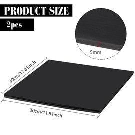 BENECREAT 2pcs PVC Foam Board Sheet, 30x30cm Square Black Foam PVC Plates Plastic Sheets for Crafts, Modelling, Art, Display, School Projects, 5mm Thick