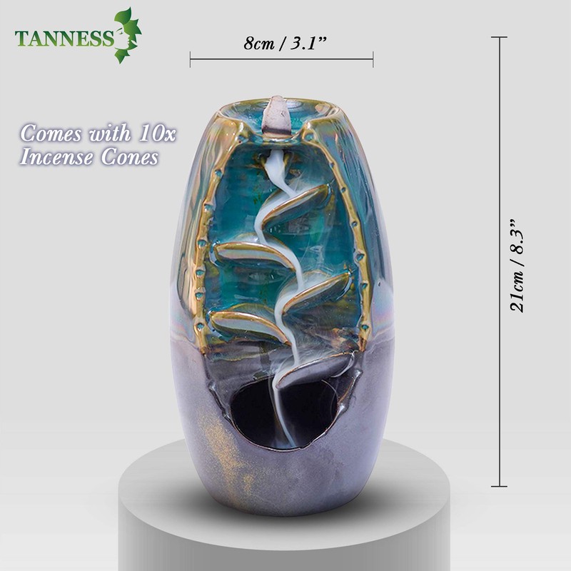 Tanness Backflow Incense Burners, Incense Holder, Incense Waterfall 110pcs Incense