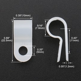 Baomain R-Type Cable Clamp 5/16 Inch White UC-1.5 Pack of 100