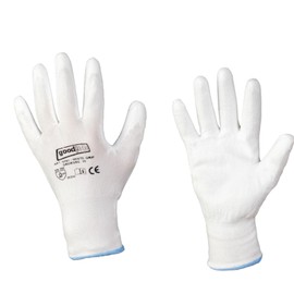 SC-Normteile Work Gloves, Protective Gloves in White, Size 10 (XL) (1 Pair), PU/Polyester, Fine Knit, Assembly Gloves, White Edition, CAT 2