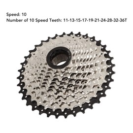 equlup Freewheel, 10 Speed 11-36T Flywheel Bike Rear Hub Freewheel High Strength Steel Bicycle Adapter Replacement Parts for Mountain Road Bike