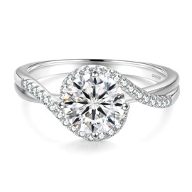 KRKCLIFE Moissanite Rings for Women, Diamond Engagement Ring, 1.5ct, D Color VVS1 Clarity Round Cut Lab Created Wedding Rings in 925 Sterling Silver Plated with White Gold, Anniversary for Her, 7.5