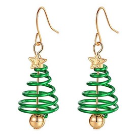 Christmas Earrings for Women,Christmas Tree Earrings for Girls,Xmas Drop Earrings,Christmas Tree Star Cute Jewellery,Christmas Style Jewelry Xmas Tree Spiral Earrings for Party