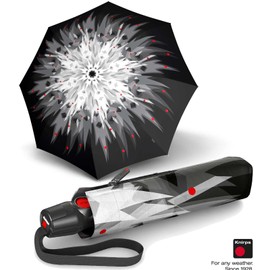 Knirps T.200 Duomatic Solids Pocket Umbrella - Automatic Open/Close - Foldable - Storm Resistant - Windproof, white-black, Pocket umbrella with automatic open/close function