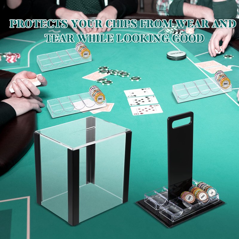 Hiboom 1 Pack Acrylic Poker Chip Case, 1000 Pcs Chips