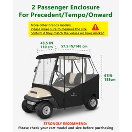 Golf Cart Enclosure 2 Passenger for Club Car Precedent Tempo Onward,600D Clear Rain Cover Driving Enclosure 2 Seater,Roll Up 4 Sided Transparent Windows&Door Heavy Duty Zipper,Side Mirrors Openings