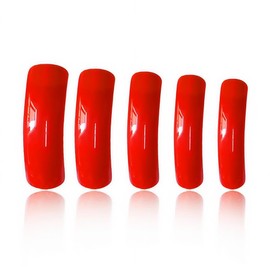 Red Press on Nails Long Curved Fake Nails with Designs Full Cover Stick on Nails Glossy Red False Nail Reusable Full Cover Square Glue on Nail for Women Girls Manicure 20Pcs