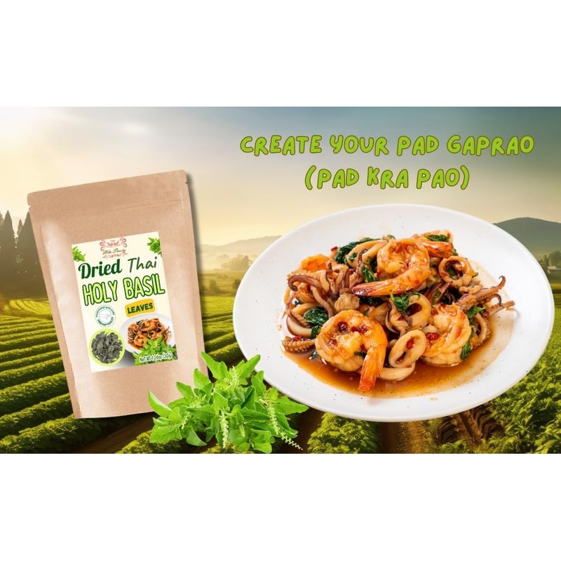 Hida Beauty Dried Thai Holy Basil Leaves 30g Whole Leaves