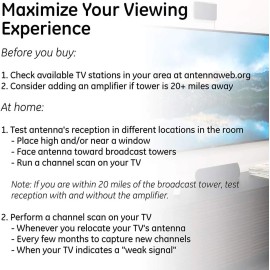 GE HDTV 33675 GE Modern Loop Indoor Antenna 4K Ultra HD 1080p 4ft