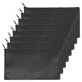 PATIKIL 11"x 6" Bank Deposit Bag, 8Pcs Money Bag Bank Bag Security Money Pouch Receipt Holder for Tickets Coin Makeup Cosmetics Bills, Black