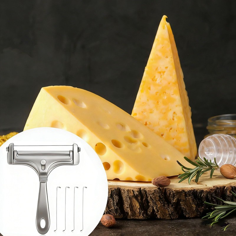 BoAn Wire Cheese Slicer with 4 Replacement Wires, Adjustable Thickness