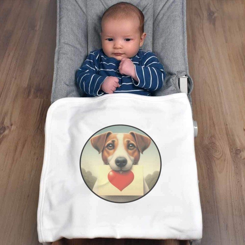Azeeda 'Jack Russell Love Note' Cotton Baby Blanket/Shawl (BY00040874)