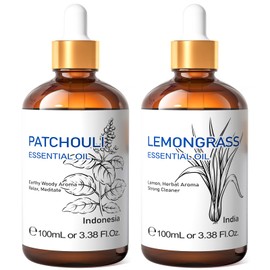 HIQILI HIQILI Lemongrass Essential Oil and Patchouli Essential Oil, 100% Pure Natural for Diffuser - 3.38 Fl Oz
