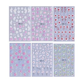 Winning Smile 6 Sheets Nail Art Decals 3D Embossed Stickers (Pink Flower-WS05)