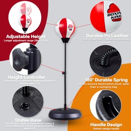 Niwoed Punching Bag Set for Kids with Stand,Kids Boxing Toys Kit Includes Boxing Gloves Punching Ball and Adjustable Stand,Sensory Sports Toys Best Idea Gift for Kids Boys Girls Age 3 4 5 6 7 8 9 10