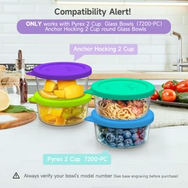 Sophico 2 Cup Round Silicone Storage Cover Lids Replacement for Pyrex 7200-PC and Anchor Hocking Glass Bowls (Container not Included) |Purple-2 Pack|