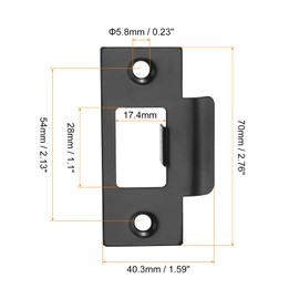 sourcing map 2 Set Door Strike Plate, 70mm x 40.3mm Stainless Steel Latch Deadbolt Replacement Lock Strike Plate for Door Frame Door Jamb Reinforcement, Black