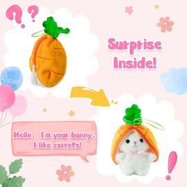 YOHAKI Interactive Plush Bunny Toy Set - Talking & Walking Electric Rabbit Duo with Carrot Surprise - Soft Safe Easter & Birthday Gift for Toddlers & Babies, White