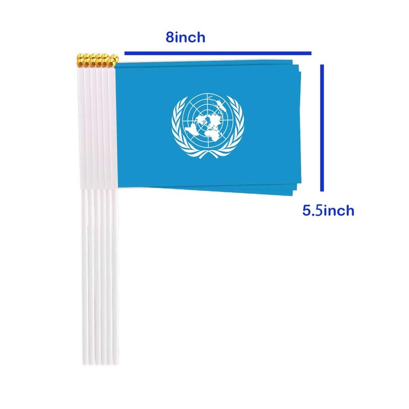 25 Packs Small United Nations Flags on Handheld Stick，Miniature United