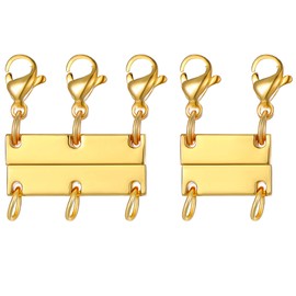 Andibro 2pcs Layered Necklace Clasps, Locking Magnetic Clasps Necklace Bracelet Separator Magnetic Necklace Layering Chain and Closures Lobster Clasps Jewelry Connectors for Jewellery Crafts Making