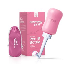 Botella Peri para el cuidado posparto | Botella invertida para la limpieza y recuperación perineal | Bidé portátil | Artículo esencial para el posparto | Rosa bebé 365 ml