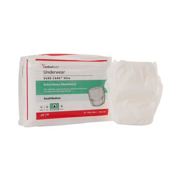 Sure Care Adult Underwear Pull On Medium Disposable Heavy Absorbency, 1430- - Case of 80