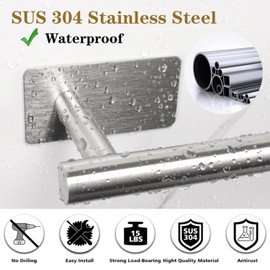 Vanloory 5 PCS Self Adhesive Bathroom Hardware Set, Stainless Steel Towel Rack Set Include 16In Bath Towel Bar+Toilet Paper Holder+3 Towel/Robe Hooks No Drill Bathroom Accessory Kit(Brushed Nickel)