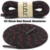 DELELE Round Work Boot Laces: 55 inch Black Red Heavy