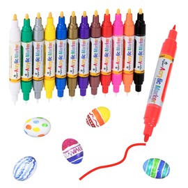 Acrylic Marker Pen, Acrylic Paint, Water-Based Pen, Paint Marker, Color Pen, Soft Tip, Brush/Fine Point, Water Resistant, 12 Colors, Multiple Colors, Beginners, Art Supplies, DIY Album, Stone, Pebbles, Ceramic, Glass, Wood