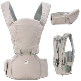 MY.MIA Baby Carrier 0-36 Months, Children's Backpack with Adjustable Straps and Headrest Made of Breathable and Ergonomic Fabric (Grey)