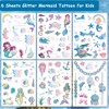 CHARLENT 100 Glitter Styles Temporary Mermaid Tattoos for Kids Party