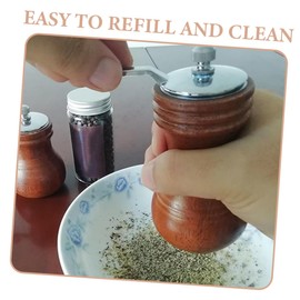 GRIRIW Grinding Bottle Hand Crank Salt Pepper Grinding Tool Salt and Pepper Grinder Kitchen Gadget Small Pepper White Pepper Salt Refillable Pepper Salt Shaker Wooden Castor Solid Wood
