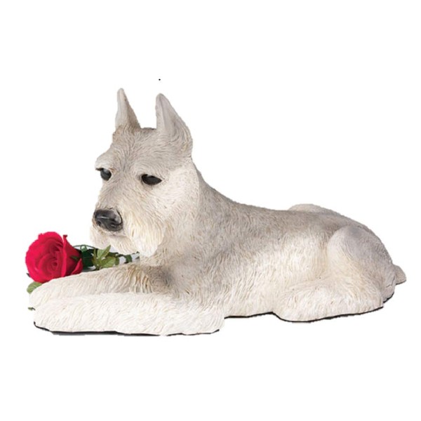 Schnauzer Ears Up Gray Cremation Pet Urn for Secure Installation of Your Beloved pet's Ashes.Rose not Included.