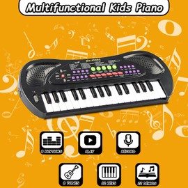 EKKBHKI 32 Keys Piano Keyboard Toys with Microphone, Portable Electronic Keyboard Piano for Kids, Early Learning Educational Musical Instrument Toys, Gifts for 3 4 5 6 Year Old Girls and Boys
