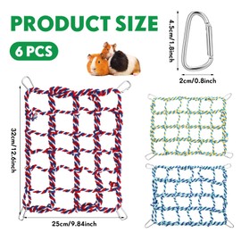 Berlune 6 Pcs Rat Climbing Ropes for Cage Rat Cage Accessories Bird Rope Rat Toys for Pet 12.6 x 9.84 inch Hammock Hamster Cotton Rope Bridge Bird Ladder for Small Animal Habitat Rat Decor and Play