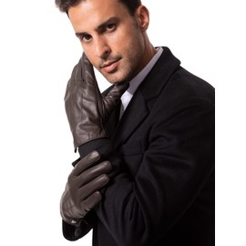 vislivin Winter Gloves Men's Leather Gloves Full Hand Touchscreen Gloves Warm Leather Gloves, brown