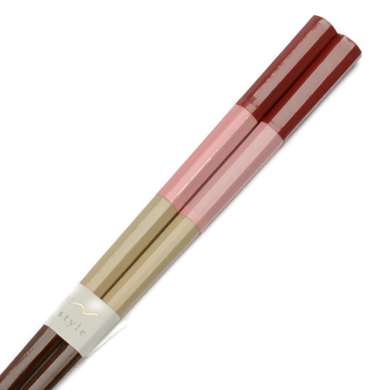 Aoba 250944 Chopsticks Wagokoro Octagonal Trio Pink 8.9 inches (22.5