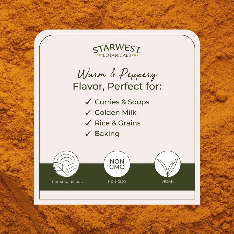 Starwest Botanicals Organic Ground Turmeric Root Powder - Curcumin Spice