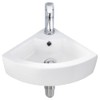VASOYO Small Corner Bathroom Sink Wall Mount White Triangle Porcelain