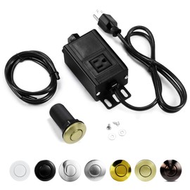Garbage Disposal Air Switch Kit, Sink Top Waste Disposer On/Off with Aluminum Alloy Power Module (LONG Brushed Gold) by CLEESINK