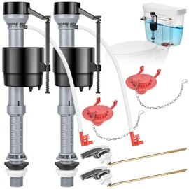 Houpeoro Universal Toilet Flusher Replacement Kit, Fill Valve, 2-Inch Flapper, Handle Replacement, Adjustable, Quiet, Easy to Install, Complete Toilet Parts Inside Tank Kit (Red, 2-Pack)