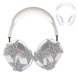 Bling Star for AirPods Max Cover - 3 in 1 Rhinestones Glittering Clear Sparkling Headphones Case for AirPods Max Ear Cups Cover Accessories with Sweat-Proof Ear Pad/Headband for Women Gril - Stars