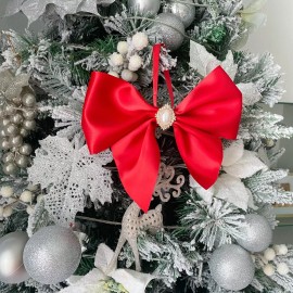 jelanny 6 red satin bow Christmas tree ornament scarlett ruby decoration room decor set