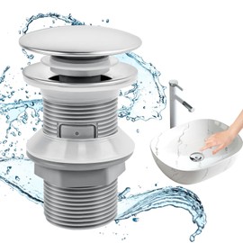 MengQiLe Drain Fitting, Without Overflow, Universal Drain Valve, Black Drain Fitting, Pop Up Drain Fitting for Sink and Washbasin, White