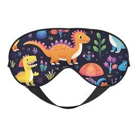 Sleep Eye Mask Cute Dinosaur Jungle Floral Sleep Mask for Women Men Comfortable Eye Mask with Adjustable Strap Soft Eye Cover Blindfold for Travel Yoga Nap Shift Work