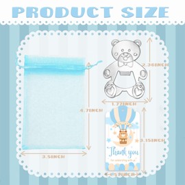 24 Sets Baby Shower Favors Bear Bottle Opener, Thank You Gifts for Guests, Bear Themed Party Souvenirs with Goodies Bags and Thanks Cards (Blue)