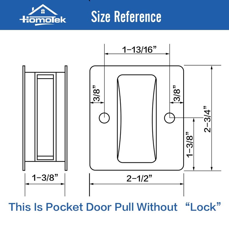 HOMOTEK Passage Sliding Door Pull Satin Nickel Without Switch Plate