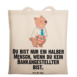 Mr. & Mrs. Panda Tragetasche Bankangestellter Herz - Geschenk, Bankberater, Einkaufstüte, schlau, Laptoptasche, Mathematik, Danke, Kollege,