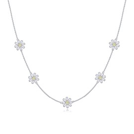 URONE Daisy Necklace 925 Sterling Silver Daisy Choker Necklace Daisy Jewelry Gift For Women